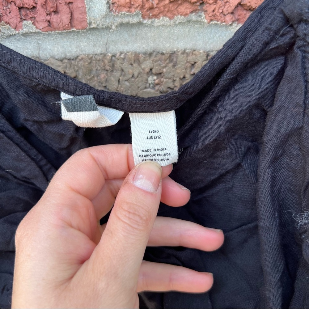 Roxy Black Ruffle Shoulder Button Front Drawstrin… - image 5